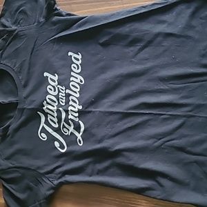 Tattooed and employed small blk t shirt womens
